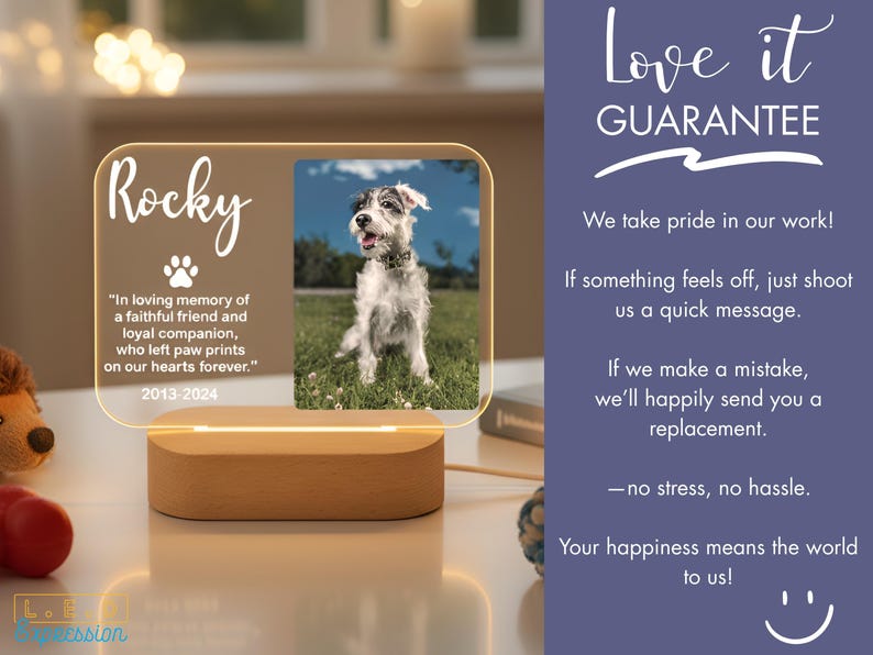 Personalized Pet Memorial Night Light - Custom LED Lamp for Pet Lovers, Perfect Remembrance Gift, Unique Memorial Decor Heartfelt Nightlight