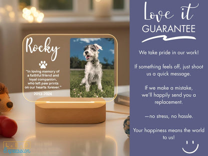 Personalized Pet Memorial Night Light - Custom LED Lamp for Pet Lovers, Perfect Remembrance Gift, Unique Memorial Decor Heartfelt Nightlight