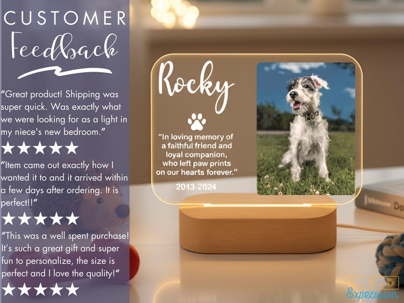 Personalized Pet Memorial Night Light - Custom LED Lamp for Pet Lovers, Perfect Remembrance Gift, Unique Memorial Decor Heartfelt Nightlight