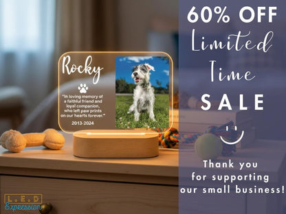 Personalized Pet Memorial Night Light - Custom LED Lamp for Pet Lovers, Perfect Remembrance Gift, Unique Memorial Decor Heartfelt Nightlight