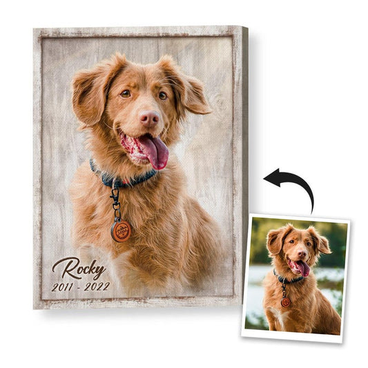 Personalized Pet Portrait Canvas: Custom Dog & Cat Memorial Art