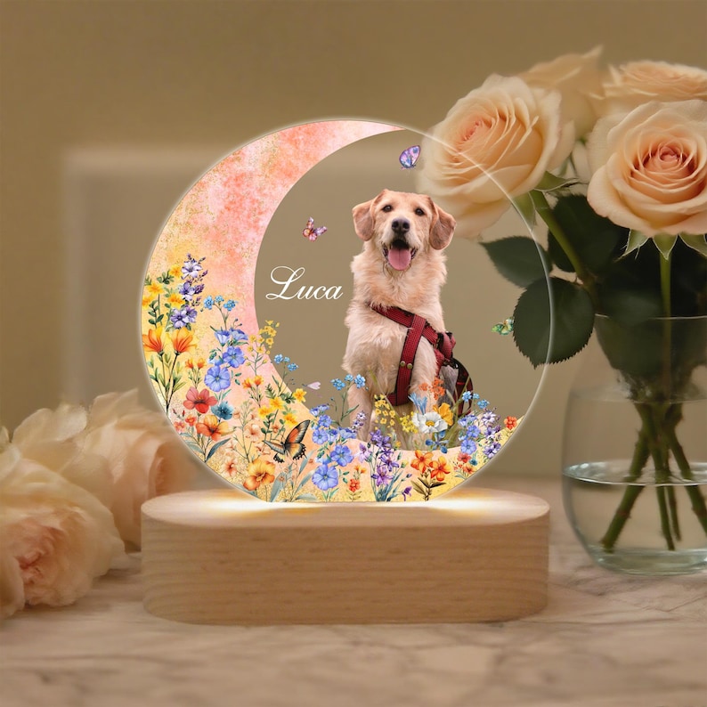 Custom Dog Photo Night Light,Custom Pet Portrait Night Light,Pet Photo Lamp,Gift For Dog Lover,Dog Memorial Gift,Dog Mom Gift,Dog Loss Gift