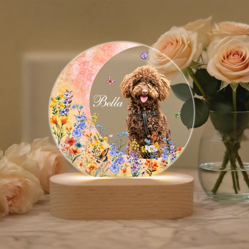 Custom Dog Photo Night Light,Custom Pet Portrait Night Light,Pet Photo Lamp,Gift For Dog Lover,Dog Memorial Gift,Dog Mom Gift,Dog Loss Gift