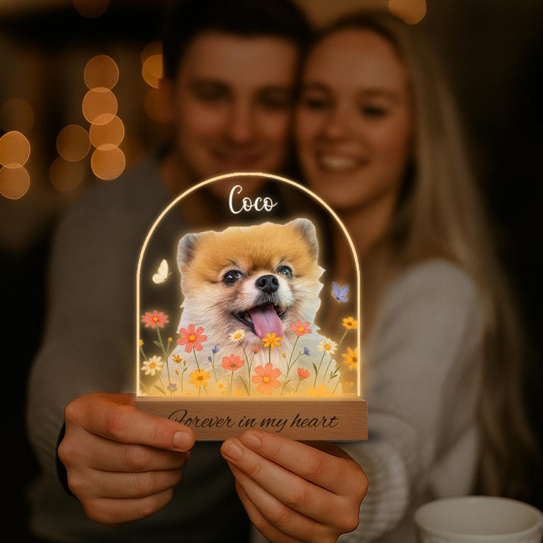 Personalized Pet Memorial Night Light: Custom Photo Lamp