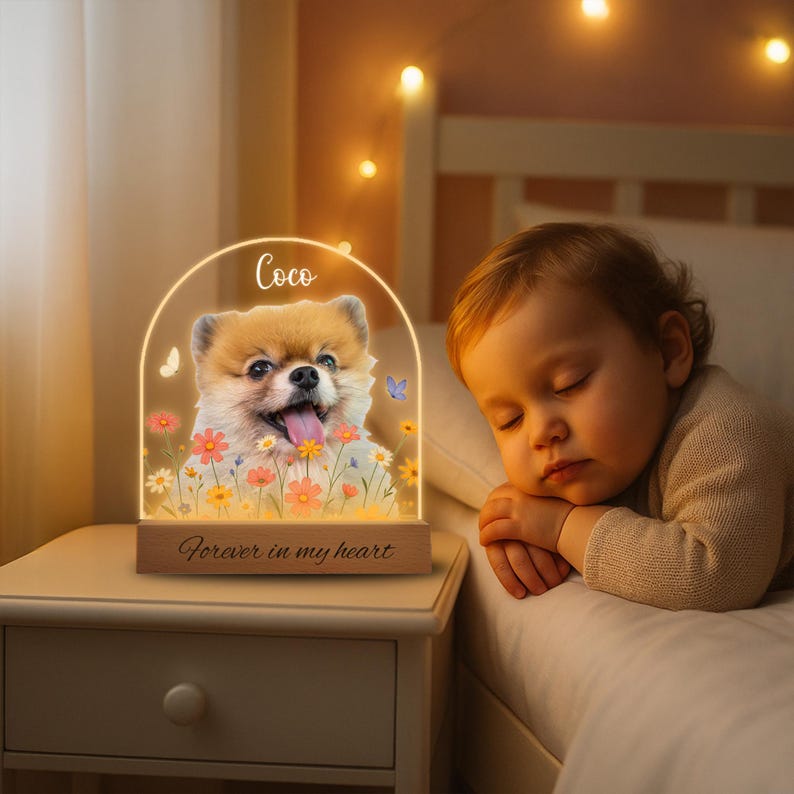 Personalized Pet Memorial Night Light: Custom Photo Lamp
