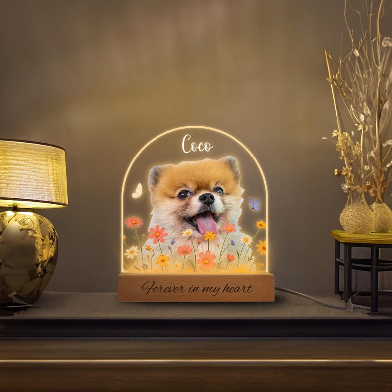 Personalized Pet Memorial Night Light: Custom Photo Lamp