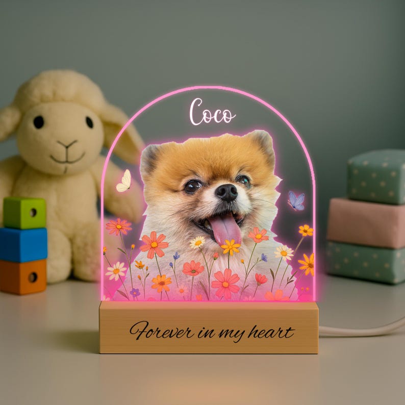 Personalized Pet Memorial Night Light: Custom Photo Lamp