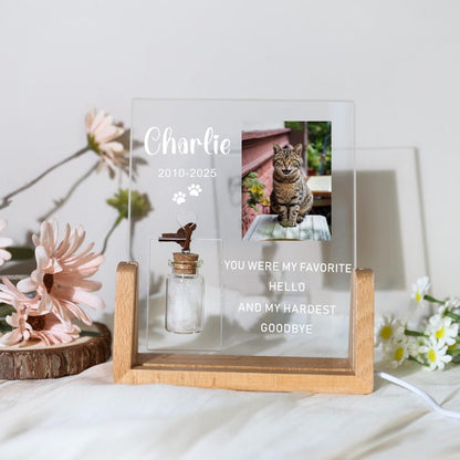 Personalized Pet Photo Memorial Night Light With Pet Fur Storage : Dog Cat Loss Sympathy Gifts