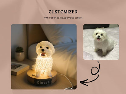 Pet Memorial Lamp, Custom 3D Night Light from Pet Photo, Personalized Dog Cat Remembrance Gift, Handmade LED Keepsake