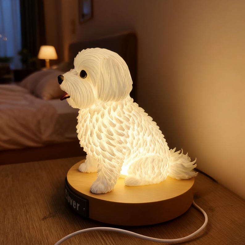 Pet Memorial Lamp, Custom 3D Night Light from Pet Photo, Personalized Dog Cat Remembrance Gift, Handmade LED Keepsake