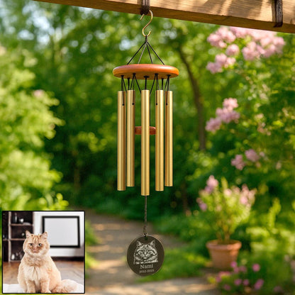 Custom Engraved Pet Memorial Wind Chime, Dog or Cat Loss Gift, Personalized Outdoor Garden Tribute, Sympathy Keepsake for Pet Owners