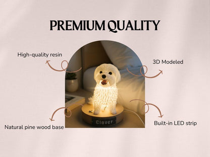 Pet Memorial Lamp, Custom 3D Night Light from Pet Photo, Personalized Dog Cat Remembrance Gift, Handmade LED Keepsake