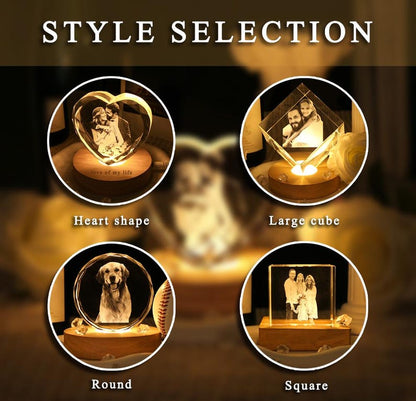 Personalized Custom 3D Crystal Pet Memorial Photo Engraved Night Light,Pet Memorial Gift Night Light,Gifts in Memory of a Deceased Animal