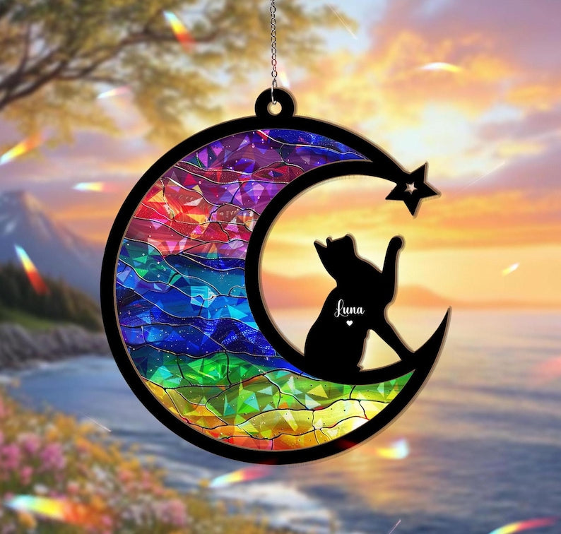 Custom Cat Memorial Hologram Ornament, Cat Lover Gift, Pet Memorial Gift, Rainbow Bridge Gift, Pet Loss Gift, Cat Remembrance Gift