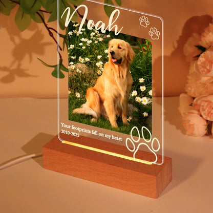 Pet Memorial Plaque,Pet LED Night Light,Custom Photo Pet Lover Night Light,Dog Keepsake Sign,Pet Loss Light Up Sign,Loss of Dog Cat,Pet Lamp