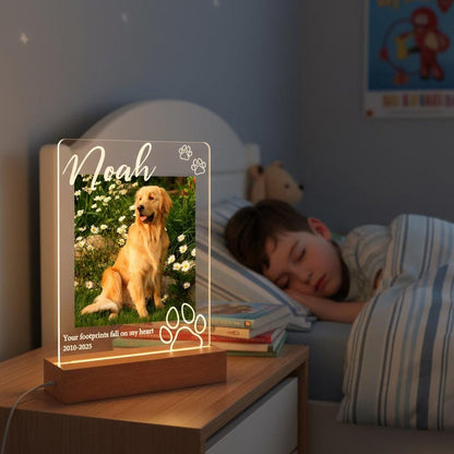 Pet Memorial Plaque,Pet LED Night Light,Custom Photo Pet Lover Night Light,Dog Keepsake Sign,Pet Loss Light Up Sign,Loss of Dog Cat,Pet Lamp
