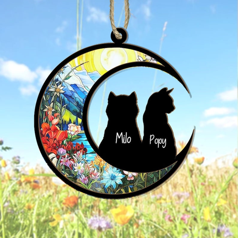 Personalized Cat Memorial Suncatcher, Loss of Cat Gift, Pet Memorial Gift, Cat Loss Gift, Cat Loss Sympathy Gift, Pet Suncatcher