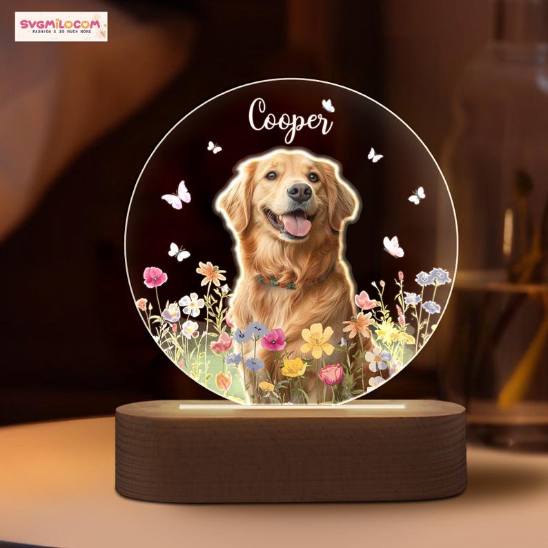 Pet Portrait Night Light, Pet Photo Night Light, Pet Memorial Gift, Dog Mom Gift, Pet Photo Lamp, Gift For Dog Lover, Dog Loss Sympathy Gift
