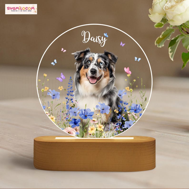 Pet Portrait Night Light, Pet Photo Night Light, Pet Memorial Gift, Dog Mom Gift, Pet Photo Lamp, Gift For Dog Lover, Dog Loss Sympathy Gift
