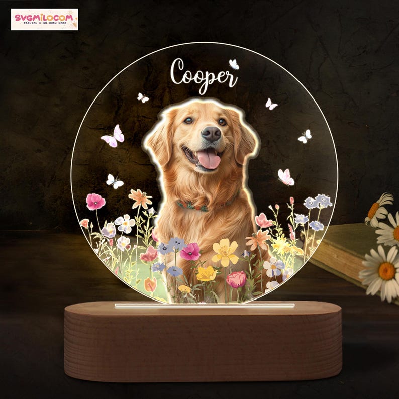Pet Portrait Night Light, Pet Photo Night Light, Pet Memorial Gift, Dog Mom Gift, Pet Photo Lamp, Gift For Dog Lover, Dog Loss Sympathy Gift