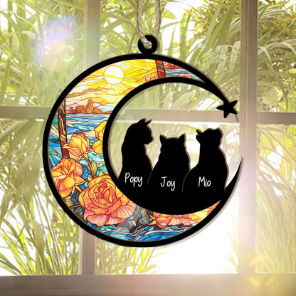 Personalized Cats Memorial Suncatcher, Cat Memorial Gift, Loss of Cats Gift, Cat Loss Gift, Cat Sympathy Gift, Cat Suncatcher