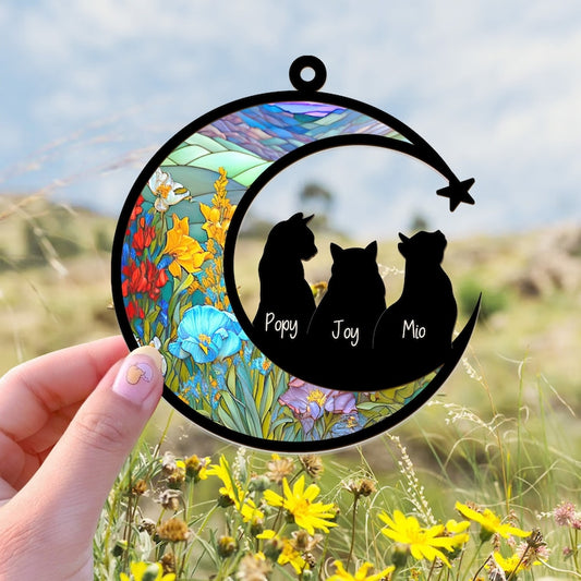Personalized Cats Memorial Suncatcher, Cat Memorial Gift, Loss of Cats Gift, Cat Loss Gift, Cat Sympathy Gift, Cat Suncatcher