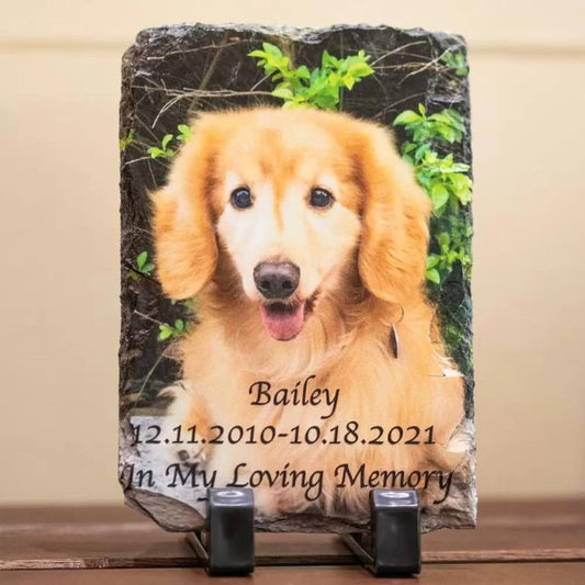Custom Pet Photo Rock Slate, Personalized Memorial Pet Stone For Dog & Cat, Pet Loss Memorial Keepsake, Grieving Gifts for Pet Lover Owner