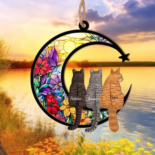 Personalized Loss Of Cats Suncatcher, Cat Memorial Suncatcher, Loss of Cats Sympathy Gift, Cat Loss Gift, Cat Remembrance Gift