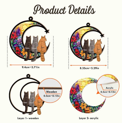 Personalized Loss Of Cats Suncatcher, Cat Memorial Suncatcher, Loss of Cats Sympathy Gift, Cat Loss Gift, Cat Remembrance Gift