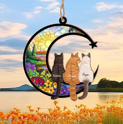 Personalized Loss Of Cats Suncatcher, Cat Memorial Suncatcher, Loss of Cats Sympathy Gift, Cat Loss Gift, Cat Remembrance Gift