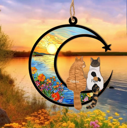 Personalized Loss Of Cats Suncatcher, Cat Memorial Suncatcher, Loss of Cats Sympathy Gift, Cat Loss Gift, Cat Remembrance Gift