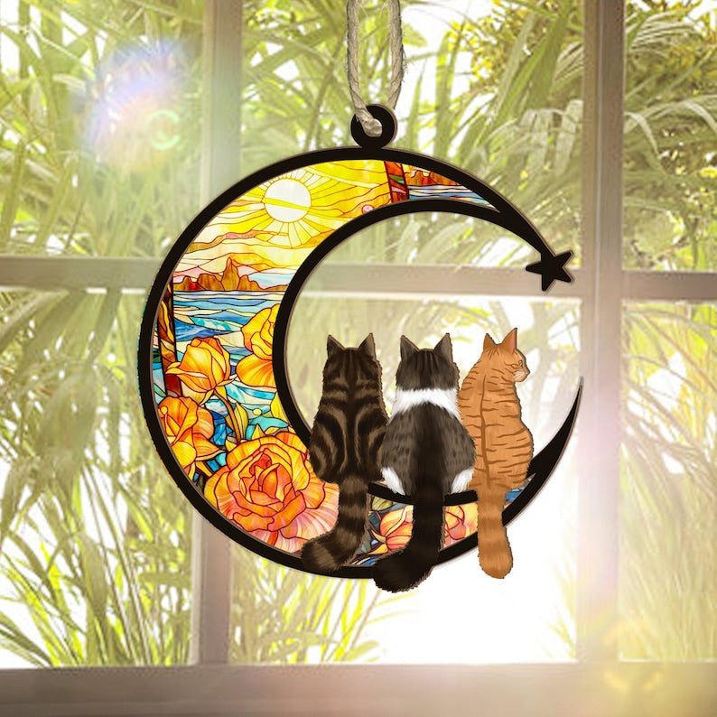 Personalized Loss Of Cats Suncatcher, Cat Memorial Suncatcher, Loss of Cats Sympathy Gift, Cat Loss Gift, Cat Remembrance Gift