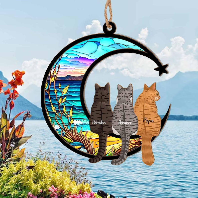 Personalized Loss Of Cats Suncatcher, Cat Memorial Suncatcher, Loss of Cats Sympathy Gift, Cat Loss Gift, Cat Remembrance Gift