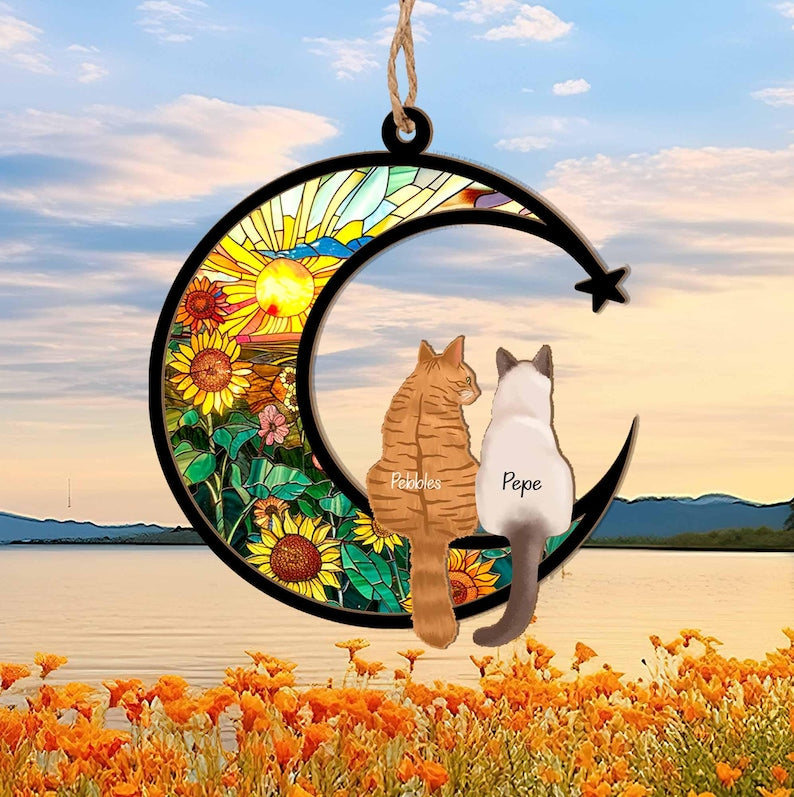 Personalized Loss Of Cats Suncatcher, Cat Memorial Suncatcher, Loss of Cats Sympathy Gift, Cat Loss Gift, Cat Remembrance Gift