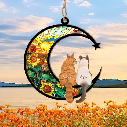 Personalized Loss Of Cats Suncatcher, Cat Memorial Suncatcher, Loss of Cats Sympathy Gift, Cat Loss Gift, Cat Remembrance Gift