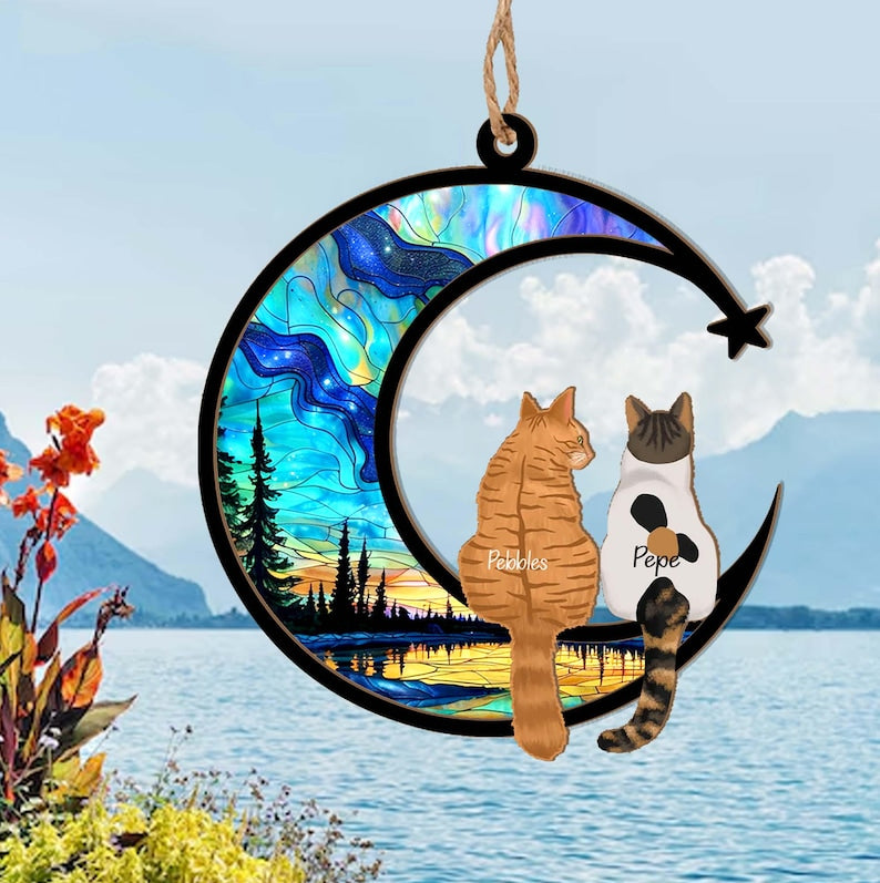 Personalized Loss Of Cats Suncatcher, Cat Memorial Suncatcher, Loss of Cats Sympathy Gift, Cat Loss Gift, Cat Remembrance Gift