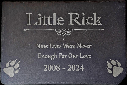 Pet Memorial Slate Marker - Personalized Dog or Cat Loss Gift, Laser Engraved Garden Stone