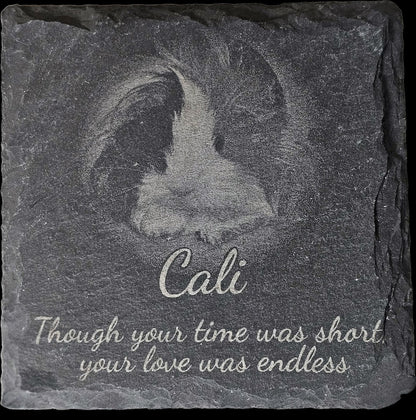 Pet Memorial Slate Marker - Personalized Dog or Cat Loss Gift, Laser Engraved Garden Stone
