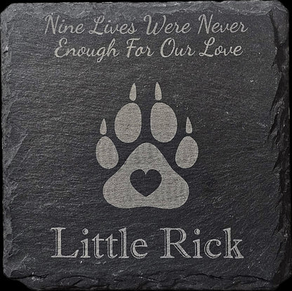 Pet Memorial Slate Marker - Personalized Dog or Cat Loss Gift, Laser Engraved Garden Stone
