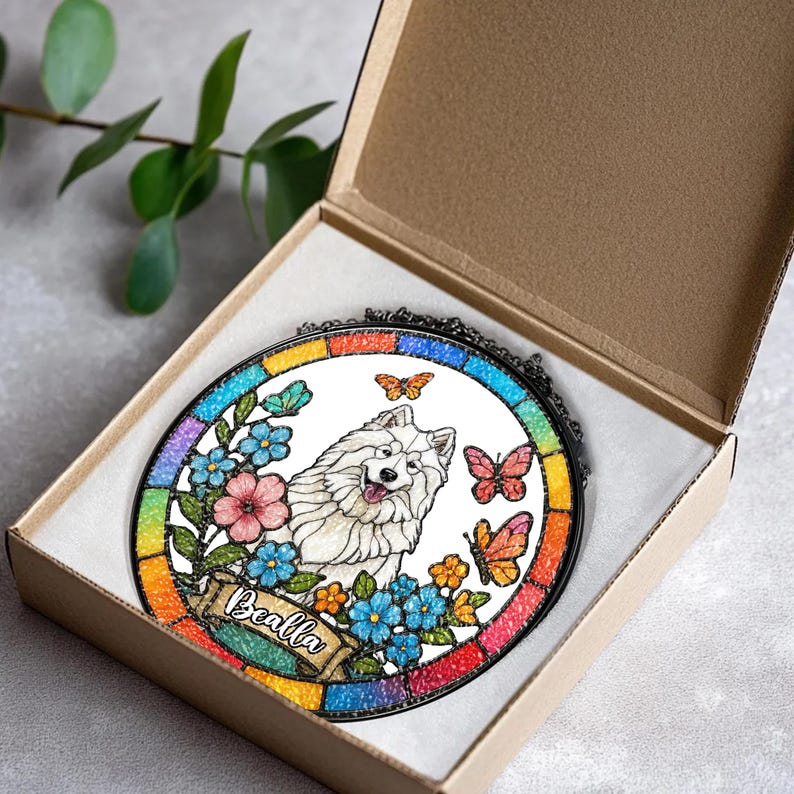 Stained Glass Pet Portrait • Custom Dog & Cat Suncatcher • Memorial Keepsake • Window Hanging Art