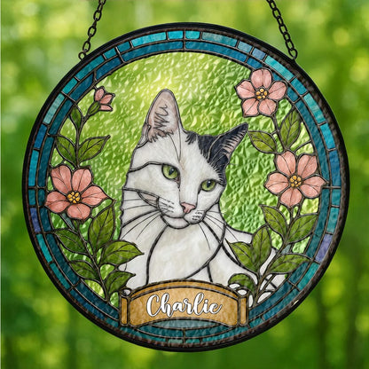 Stained Glass Pet Portrait • Custom Dog & Cat Suncatcher • Memorial Keepsake • Window Hanging Art