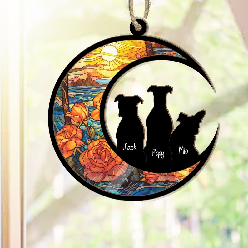Personalized Dogs Memorial Suncatcher, Dog Memorial Gift, Loss of Dogs Gift, Dog Loss Gift, Dog Sympathy Gift, Dog Suncatcher