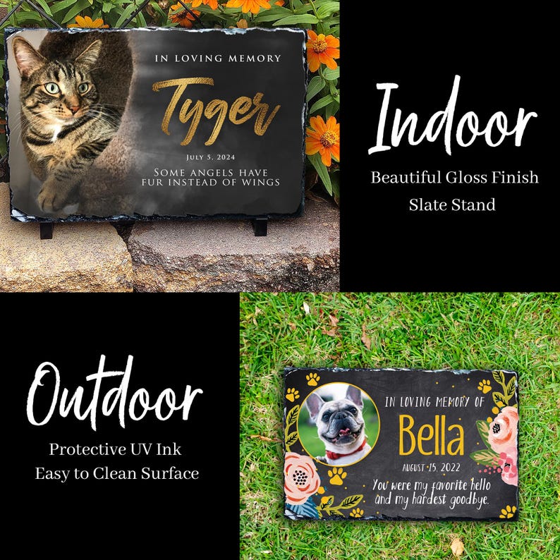 Personalized Pet Memorial Stone Slate: Custom Dog Cat Loss Gift