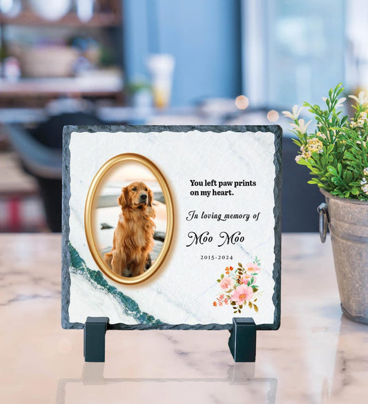 Personalized Pet Memorial Photo Slate Stone: Dog Loss Gift