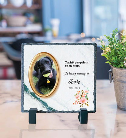 Personalized Pet Memorial Photo Slate Stone: Dog Loss Gift