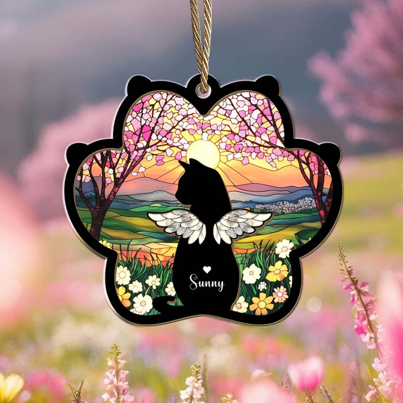 Personalized Cat Loss Sympathy Gift, Pet Memorial Suncatcher, Cat Memorial Gift, Loss of Cat Gift, Cat Remembrance Gift, Window Hanging