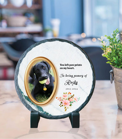 Personalized Pet Memorial Photo Slate Stone: Dog Loss Gift
