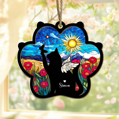 Personalized Cat Loss Sympathy Gift, Pet Memorial Suncatcher, Cat Memorial Gift, Loss of Cat Gift, Cat Remembrance Gift, Window Hanging