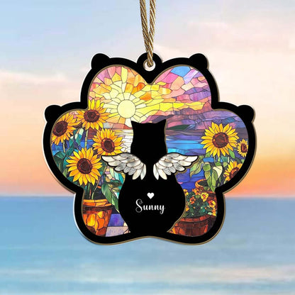 Personalized Cat Loss Sympathy Gift, Pet Memorial Suncatcher, Cat Memorial Gift, Loss of Cat Gift, Cat Remembrance Gift, Window Hanging