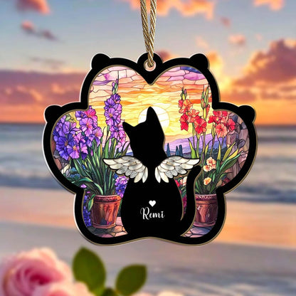 Personalized Cat Loss Sympathy Gift, Pet Memorial Suncatcher, Cat Memorial Gift, Loss of Cat Gift, Cat Remembrance Gift, Window Hanging